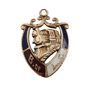 Antique Late 1800s Brotherhood Locomotive Fireman & Engineers Enamel 12kt Charm
